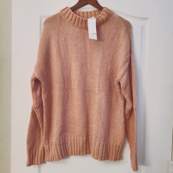 French Connection Oversized pink peach wool blend sweater M NWT - Picture 2 of 5